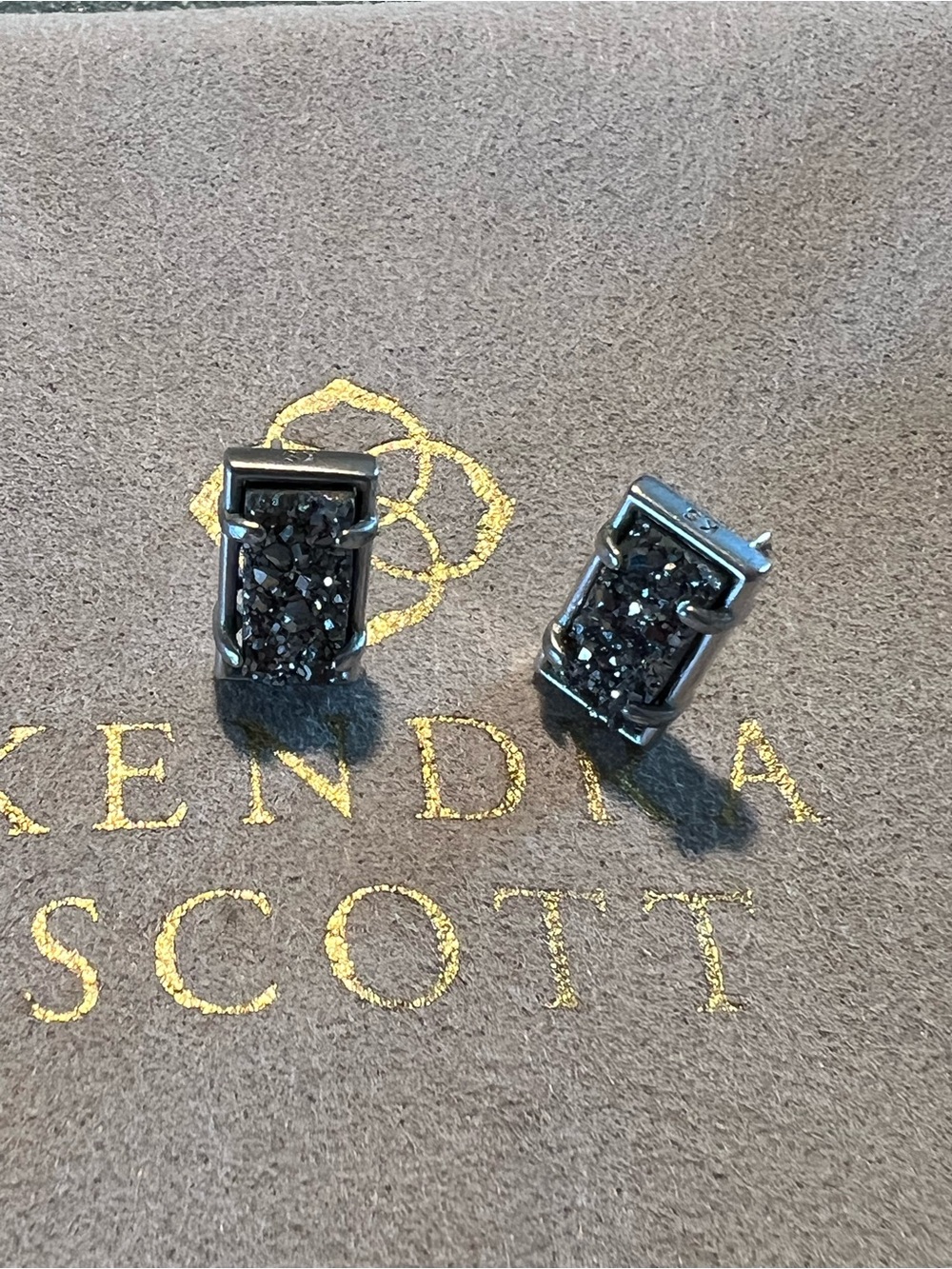 Kendra Scott Silver Druzy Rectangle Stud Earrings